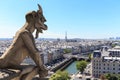 Famous Chimera (demon) overlooking the Eiffel Tower at a summer