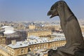 Famous chimera of Notre-Dame overlooking Paris.