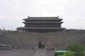 Famous Chinese ancient architecture stone city wall in Xian China