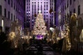 The famous Christmas Tree at Rockefeller Plaza in New York City Royalty Free Stock Photo