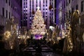 The famous Christmas Tree at Rockefeller Plaza in New York City Royalty Free Stock Photo