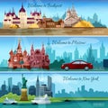 Famous Cities Banners vector design illustration