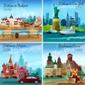 Famous Cities Set vector design illustration Royalty Free Stock Photo