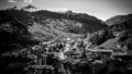 Famous city of Grindelwald in the Swiss Alps from above