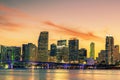 Famous cIty of Miami, summer sunset Royalty Free Stock Photo