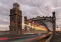 Famous city river steel crossover entitled as The Peter the Great bridge in Saint - Petersburg Royalty Free Stock Photo