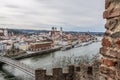 Famous city view of the three rivers city Passau with view of river Danube and Inn of the old town and the city hall and cathedral Royalty Free Stock Photo