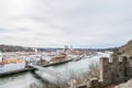 Famous city view of the three rivers city Passau with view of river Danube and Inn of the old town and the city hall and cathedral Royalty Free Stock Photo