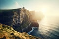 Famous Cliffs of Moher at sunset, County Clare, Ireland