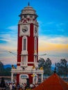 Famous Clock tower evening view in Haridwar India. Clock tower near bank of Ganga river