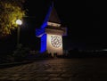 The famous Clock Tower (Grazer Uhrturm) on Shlossberg hill, Graz, Styria region, Austria, by night Royalty Free Stock Photo