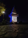 The famous Clock Tower (Grazer Uhrturm) on Shlossberg hill, Graz, Styria region, Austria, by night Royalty Free Stock Photo