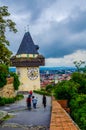 Famous Clock Tower & x28;Uhrturm& x29; in Graz, Styria, Austria...IMAGE