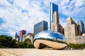 Famous Cloud Gate Chicago bean landmark at day nobody around Royalty Free Stock Photo