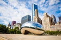 Famous Cloud Gate Chicago bean landmark at day nobody around