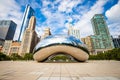 Famous Cloud Gate Chicago bean landmark at day nobody around