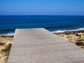 Famous coastal broadwalk path surrounding the archaeological park Paphos Cyprus