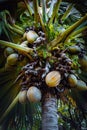 Famous Coco de Mer coconut palm tree in the botanical garden of Mahe, Seychelles Royalty Free Stock Photo