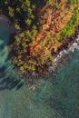 Famous Coconut Tree Hill aerial top view photo with a beautiful Nature`s landmark in Mirissa, Matara District on Sri Lanka. Exoti Royalty Free Stock Photo