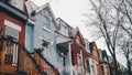 Famous colorful wooden houses, suburbs of Montreal