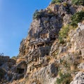 Famous complex of rock tombs in the ruins of Myra Lycian now Demre, Turkey