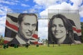 Prince William and Kate on brick wall