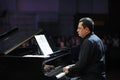 Famous Crimean Tartar jazzman Usein Bekirov playing the piano. Concert of Crimean Tartar music