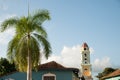 Famous Cuban city Trinidad with old church tower Convent of Saint Assisi.