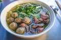 Famous cuisine- Vietnamese Pho beef noodles soup with meat balls Royalty Free Stock Photo