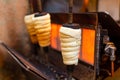 The famous Czech trdlo is grilled in a bakery