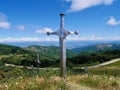 Famous Didgori battle monument with Caucasus mountain range. Georgia.