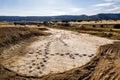 Dinosaur tracks of Comanche National Grassland.  La Junta, Colorado.  Aerial Drone Photo Royalty Free Stock Photo