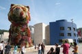 Famous dog flowers sculpture `The Puppy` by Jeff Koons, Bilbao.