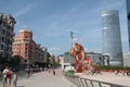 Famous dog flowers sculpture `The Puppy` by Jeff Koons, Bilbao.