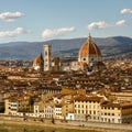 The famous dome of the Santa Maria del Fiore Cathedral in Florence, Italy. Royalty Free Stock Photo