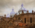 Famous domes of the New Cathedral in Cuenca, Ecuador rise over the city skyline Royalty Free Stock Photo