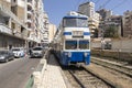 The famous double decker tramway on the city street. Alexandria, Egypt