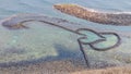 The famous double heart stone trap in Penghu in a sunny day