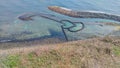 The famous double heart stone trap in Penghu in a sunny day