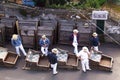 Famous downhill sledge trip in Funchal, Madeira