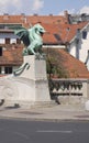 Famous Dragon bridge (Zmajski most), symbol of Ljubljana