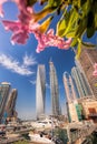 Dubai Marina with boats against skyscrapers in Dubai, United Arab Emirates Royalty Free Stock Photo