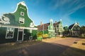 Famous Dutch village Zaanse Schans just outside Amsterdam. Fabulous unique buildings. Historic tourist destination for cheese