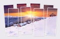 Isolated eight frames collage of picture of abandoned mountain village. Royalty Free Stock Photo