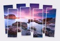 Isolated eight frames collage of picture of amazing seascape in Crimea.