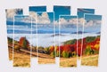 Isolated eight frames collage of picture of splendid autumn view of Carpathian mountains