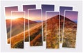 Isolated eight frames collage of picture of stunning autumn landscape in the Carpathian mountains.