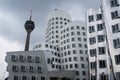 Famous DÃÂ¼sseldorf Germany Architecture Buildings Gehry Bauten with TV Tower in Medienhafen