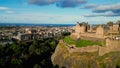 Famous Edinburgh Castle on Castle Hill - aerial view