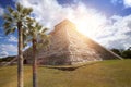 Famous El Castillo pyramid The Kukulkan Temple, feathered serpent pyramid at Maya archaeological site of Chichen Itza in Yucatan Royalty Free Stock Photo